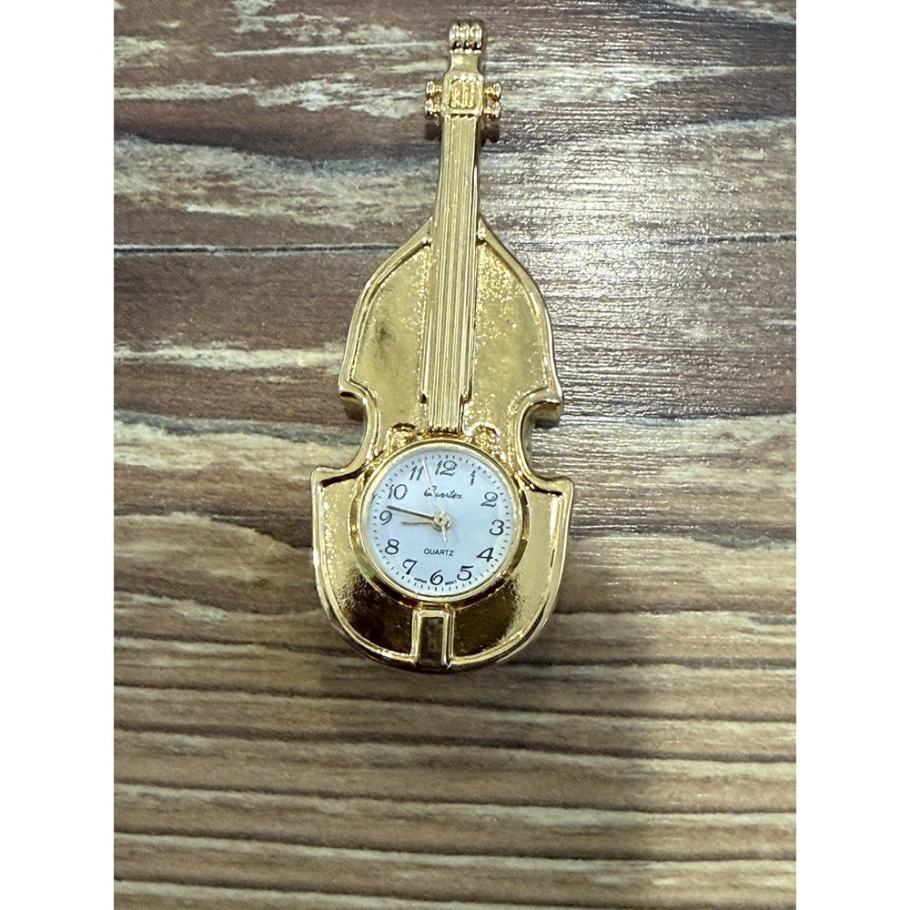 MINIATURE Quartex Mini CLOCK Gold Tone Cello